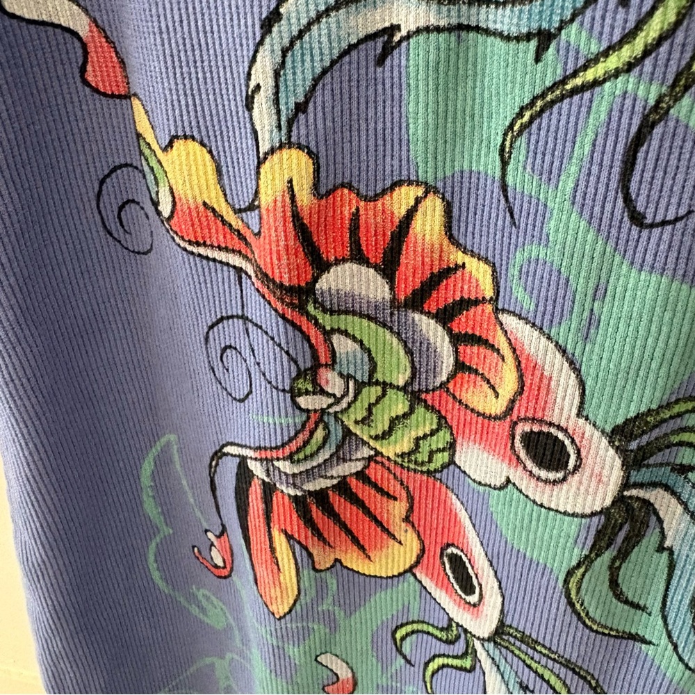 Ed Hardy Butterflies Rib Tank Dress in Pale Blue. Size XL. - Picture 9 of 12
